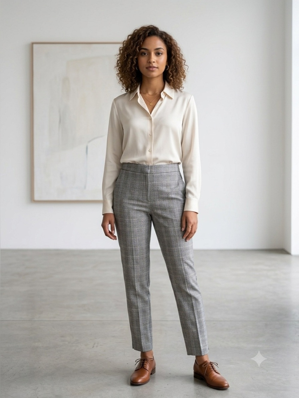 Zara Gray Plaid Tailored Trousers